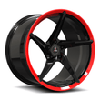 Splux SC-09M black and red forged monoblock deep concave wheels for Dodge Challenger RT Scat Pack Widebody — barrel close-up.