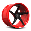 Splux SC-09M black and red forged monoblock super concave wheels for Dodge Challenger RT Scat Pack Widebody — concave bowl view.