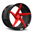 Splux SC-09M black and red forged monoblock deep concave 5-spoke wheels for Dodge Challenger RT Scat Pack Widebody — spoke detail.
