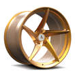 Splux SC-09M brushed dark gold forged monoblock super concave 5-spoke wheels for Dodge Challenger RT Scat Pack Widebody — three-quarter angle.