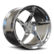Splux SC-09M chrome forged monoblock deep concave 5-spoke wheels for Dodge Challenger RT Scat Pack Widebody — gloss finish detail.