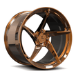 Splux SC-09M polished copper forged monoblock deep concave wheels for Dodge Challenger RT Scat Pack Widebody — three-quarter angle.