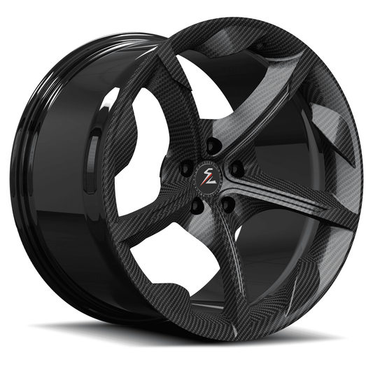 SC-13M carbon fiber black forged wheels for 2023 Dodge Challenger Widebody - deep concave 5-spoke rims