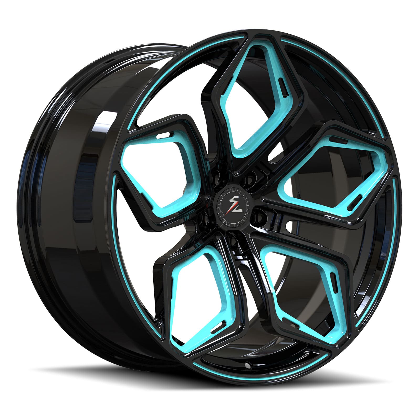 SC-15M black and Tiffany blue forged alloys for Corvette Z51 - deep concave