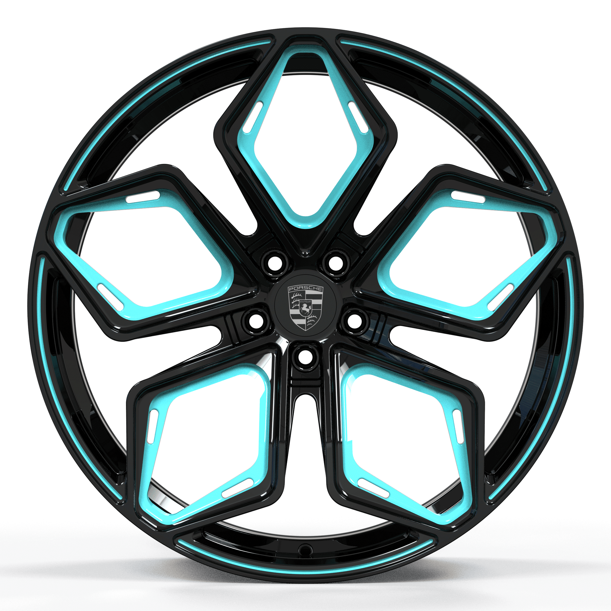 SC-15M black and Tiffany blue forged alloys - deep concave wheels