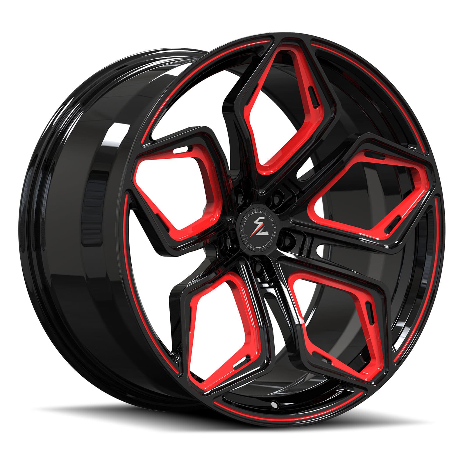 SC-15M black and red forged wheels for 2020 Chevrolet Corvette Z51 - custom rims