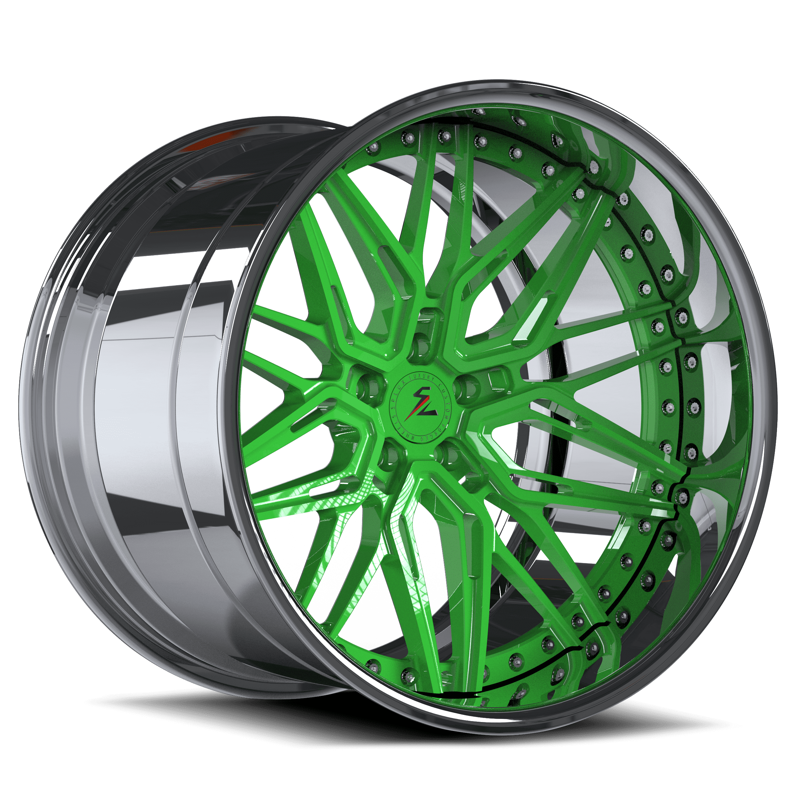 chrome 24 inch rims for Genesis,Tesla Model 3,Ford Mustang,Shelby with chrome wheels and black deep dish rims.