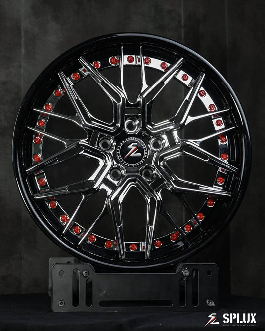 Mini countryman custom wheels with red rivets and deep lip style. The best 18",19" aftermarket rims for Mini Cooper owners.