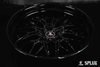 Deep dish rims for Dodge Challenger in 20-inch staggered size. Custom black aftermarket forged 2-piece wheels.