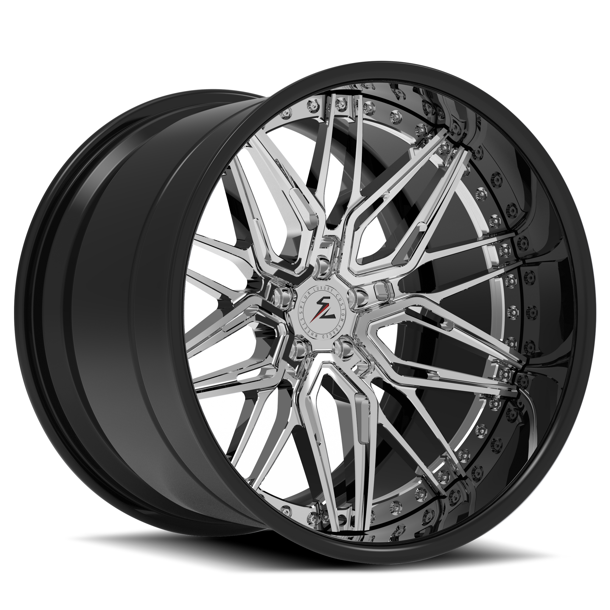 SD-01 Custom Deep Dish Forged Chrome,Black Wheels