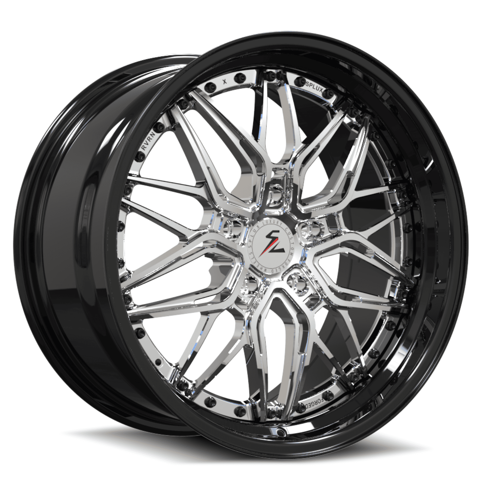 SD-01S Custom Deep Step Lip Forged Chrome,Black Wheels