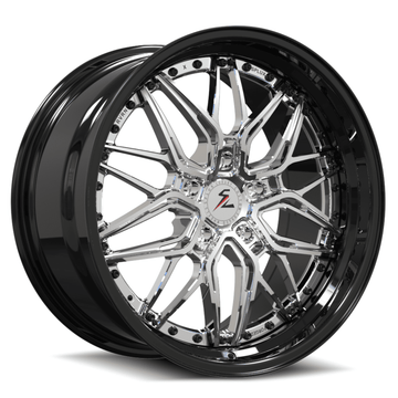 SD-01S Custom Deep Step Lip Forged Chrome,Black Wheels