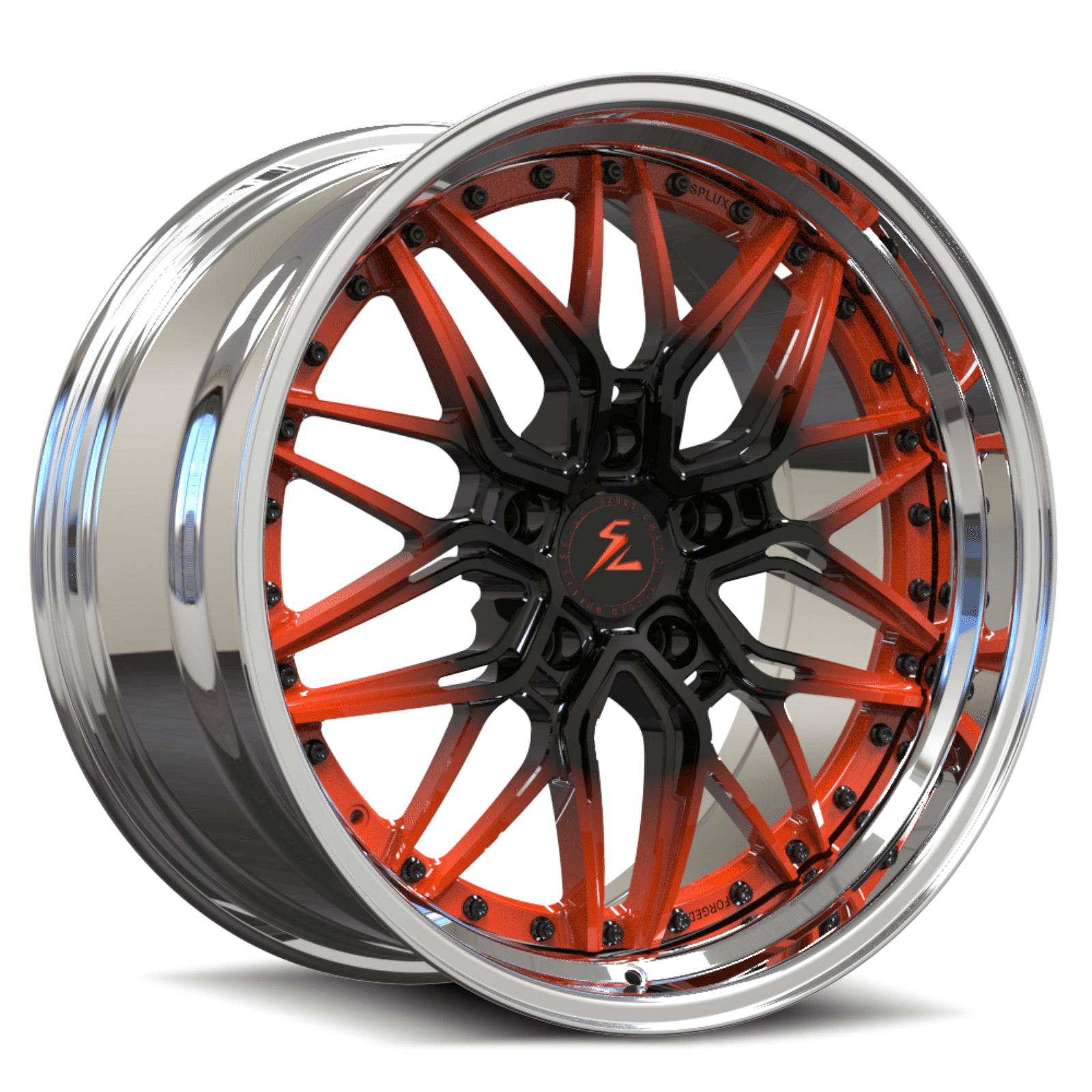 SD-01S black orange and chrome forged wheels for the Porsche - luxury custom alloys