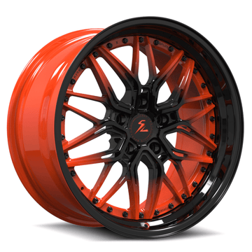 SD-01S Custom Deep Step Lip Forged Orange Wheels