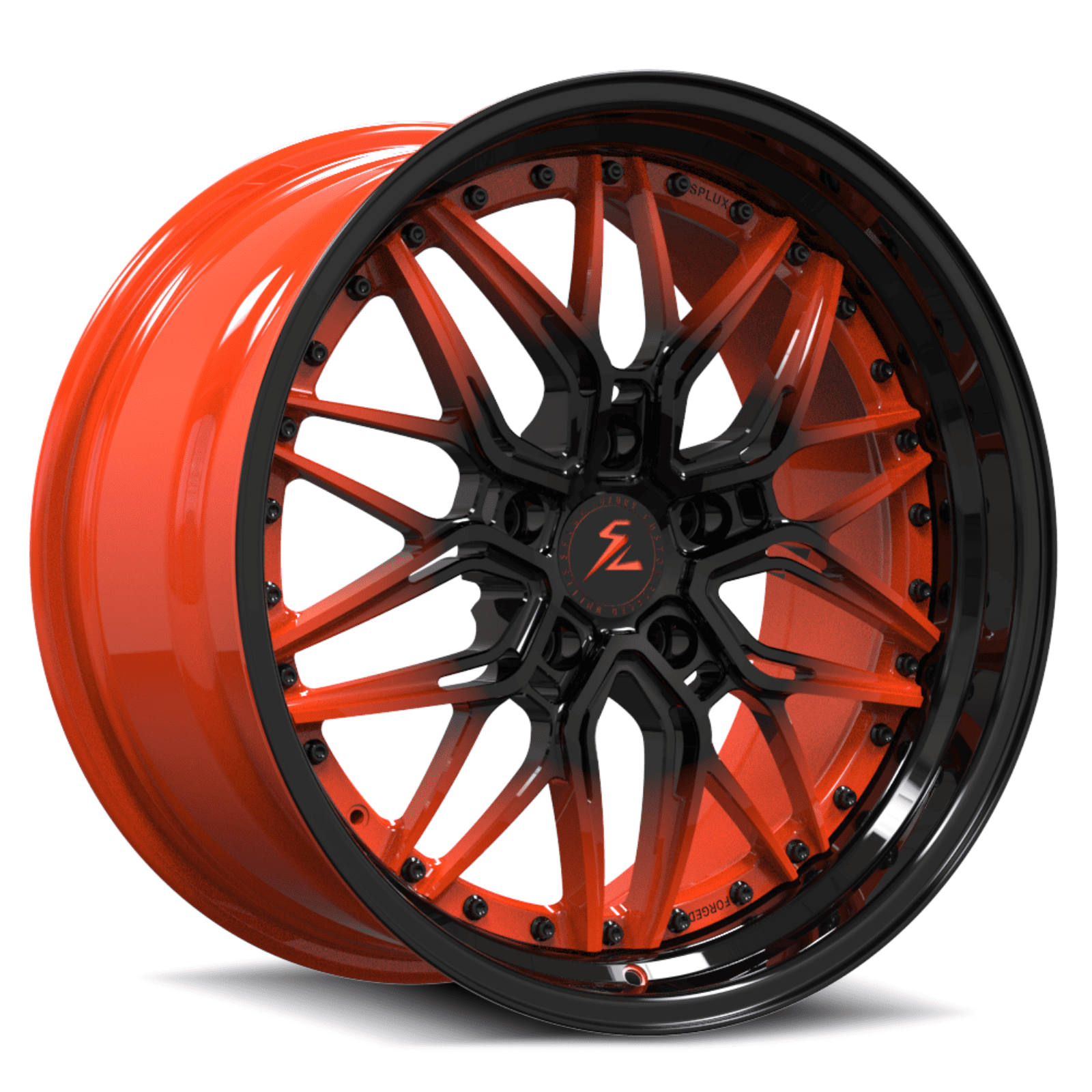 SD-01S black and orange forged wheels for 2024 Chevrolet Corvette - deep dish rims