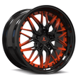 SD-01S black and orange forged wheels for 2020 Chevrolet Corvette - deep dish aftermarket rims
