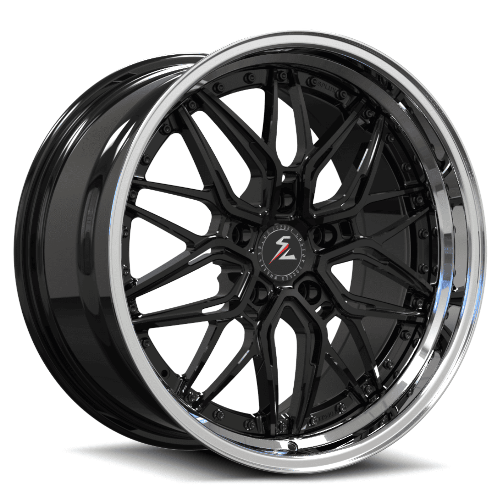 SD-01S black with polished lip forged wheels for 2020 Chevrolet Corvette - deep dish custom alloys