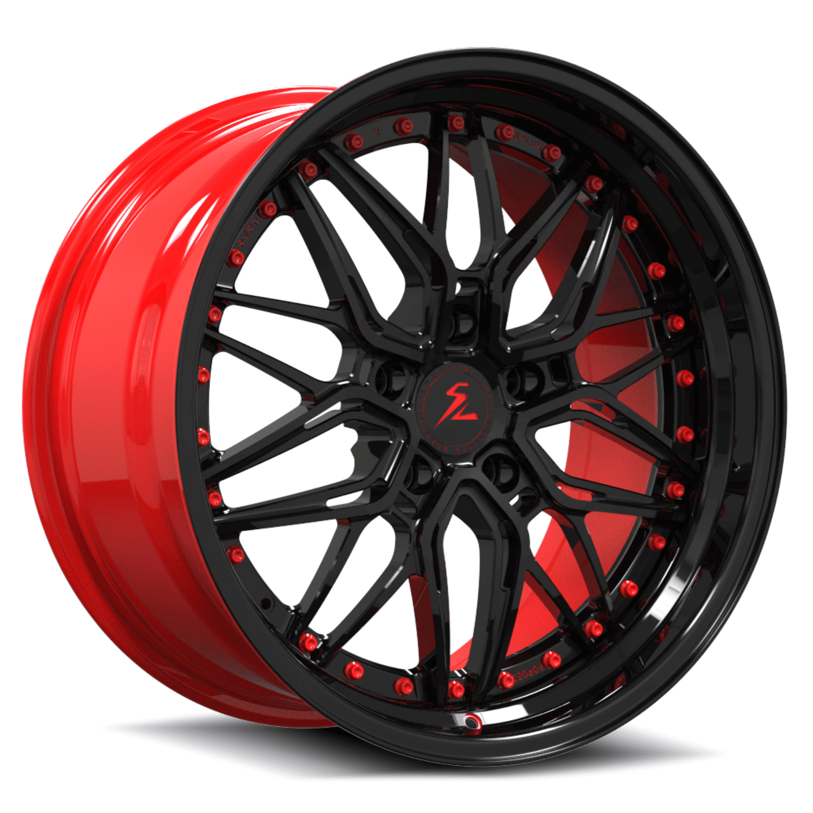 SD-01S Custom Deep Step Lip Forged Piano Black Center,Red Wheels