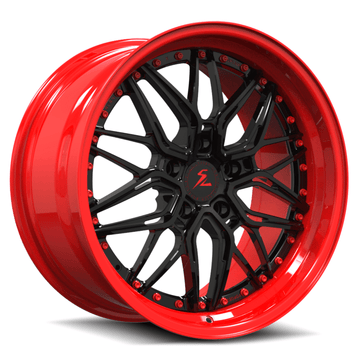 SD-01S Custom Deep Step Lip Forged Piano Black,Red Wheels