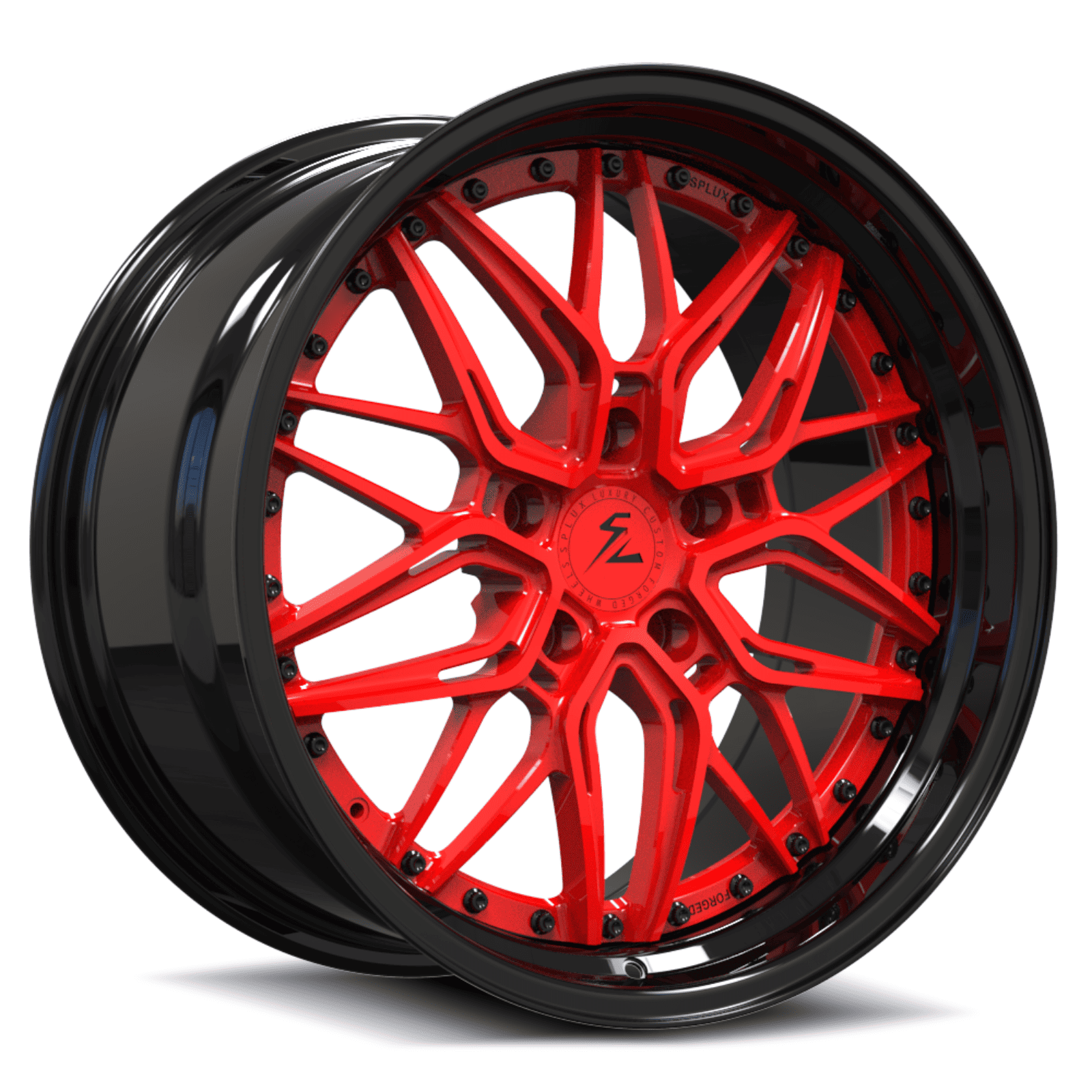 SD-01S step-lip deep dish black red forged rims for Lincoln Mark VII - aftermarket alloys