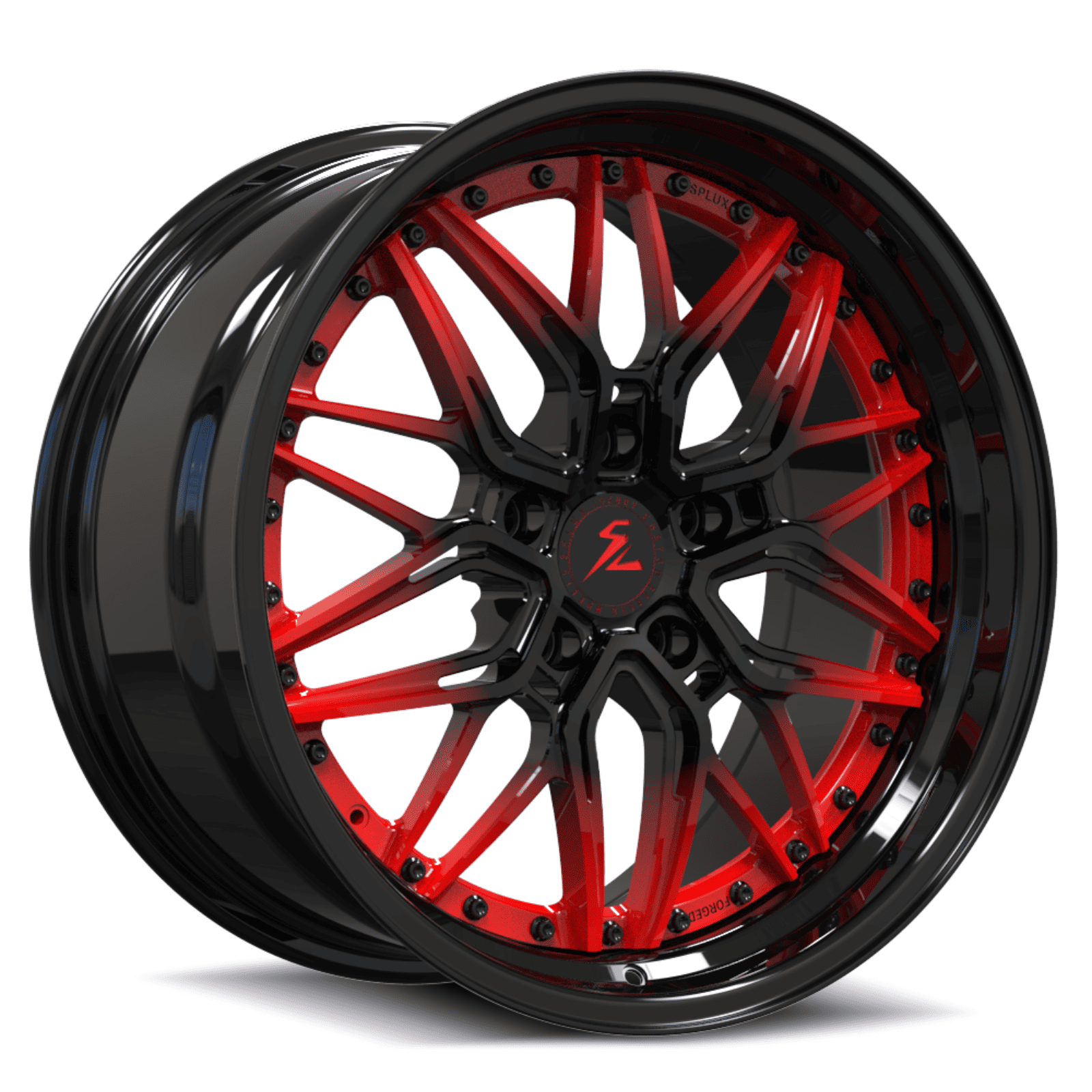 SD-01S black and red forged wheels for 2020 Chevrolet Corvette - custom deep dish rims