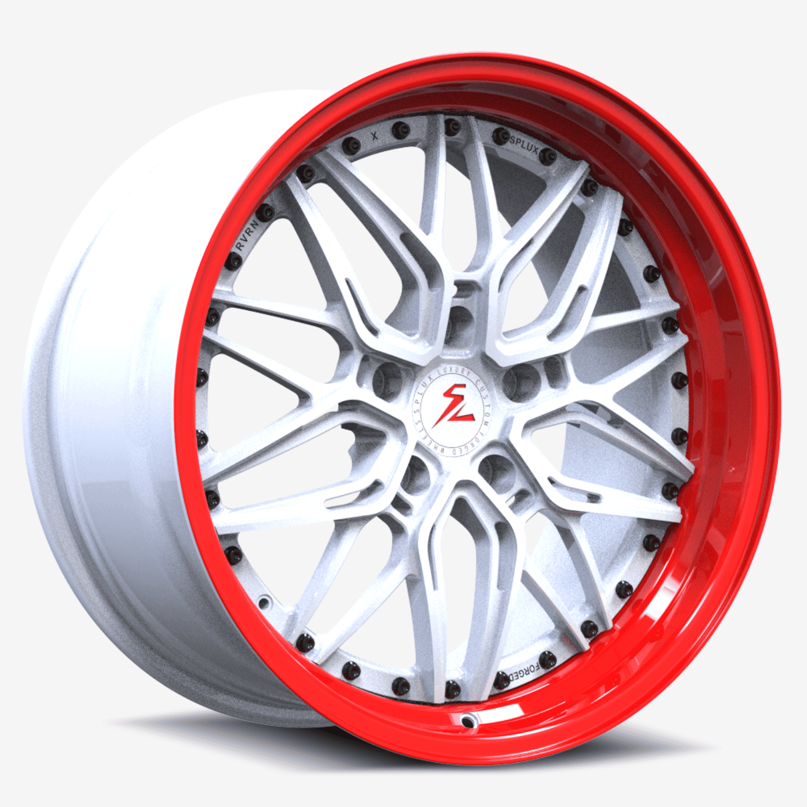 SD-01S Custom Deep Step Lip Forged White,Red Lip Wheels