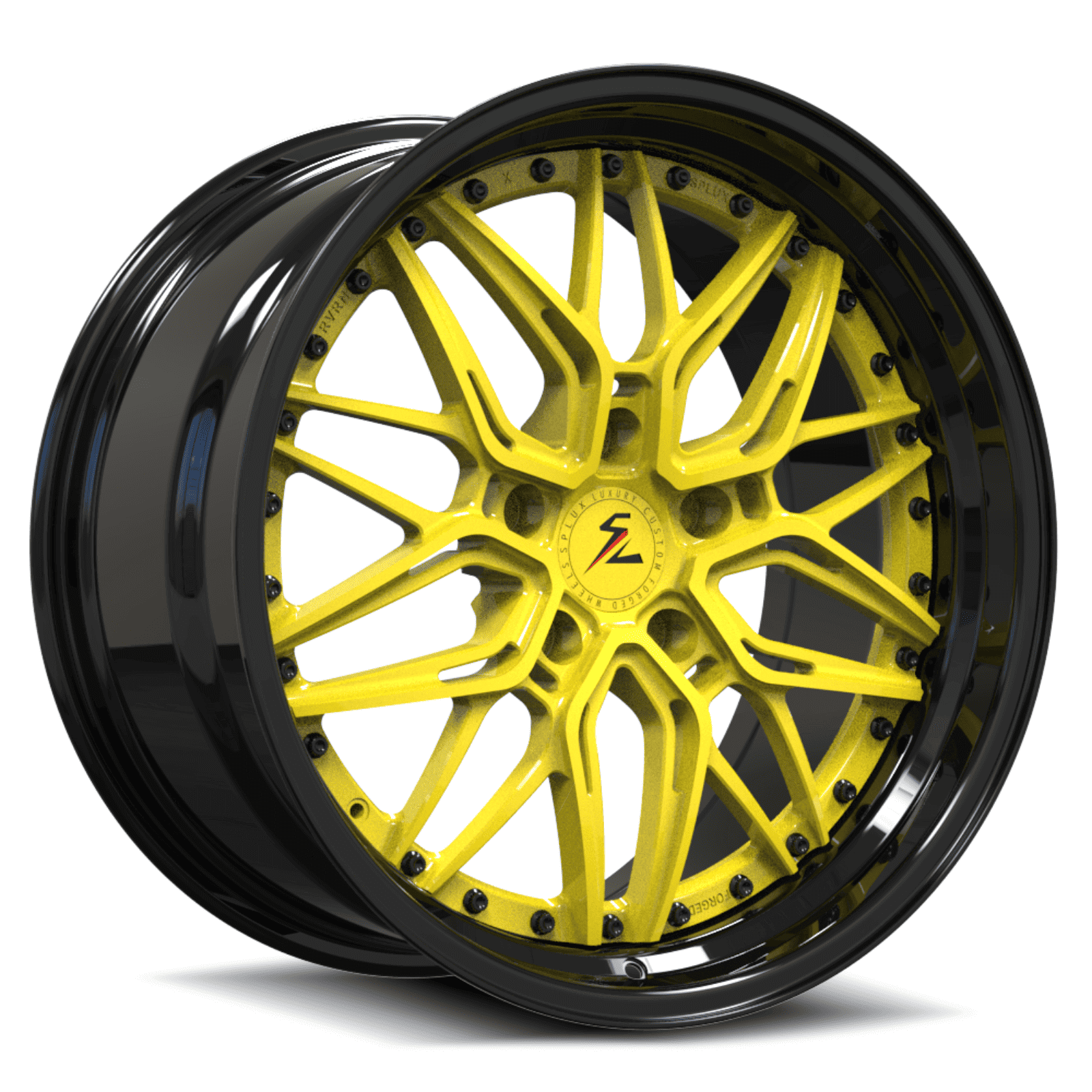 SD-01S Custom Deep Step Lip Forged Yellow,Piano Black Wheels