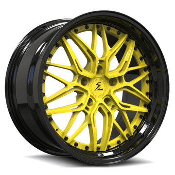 SD-01S Custom Deep Step Lip Forged Yellow,Piano Black Wheels