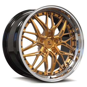 SD-01S Custom Deep Step Lip Forged Brushed Dark Gold,Black,Chrome Lip Wheels