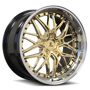 SD-01S brushed dark gold with black polished lip forged wheels for 2020 Chevrolet Corvette - deep dish rims