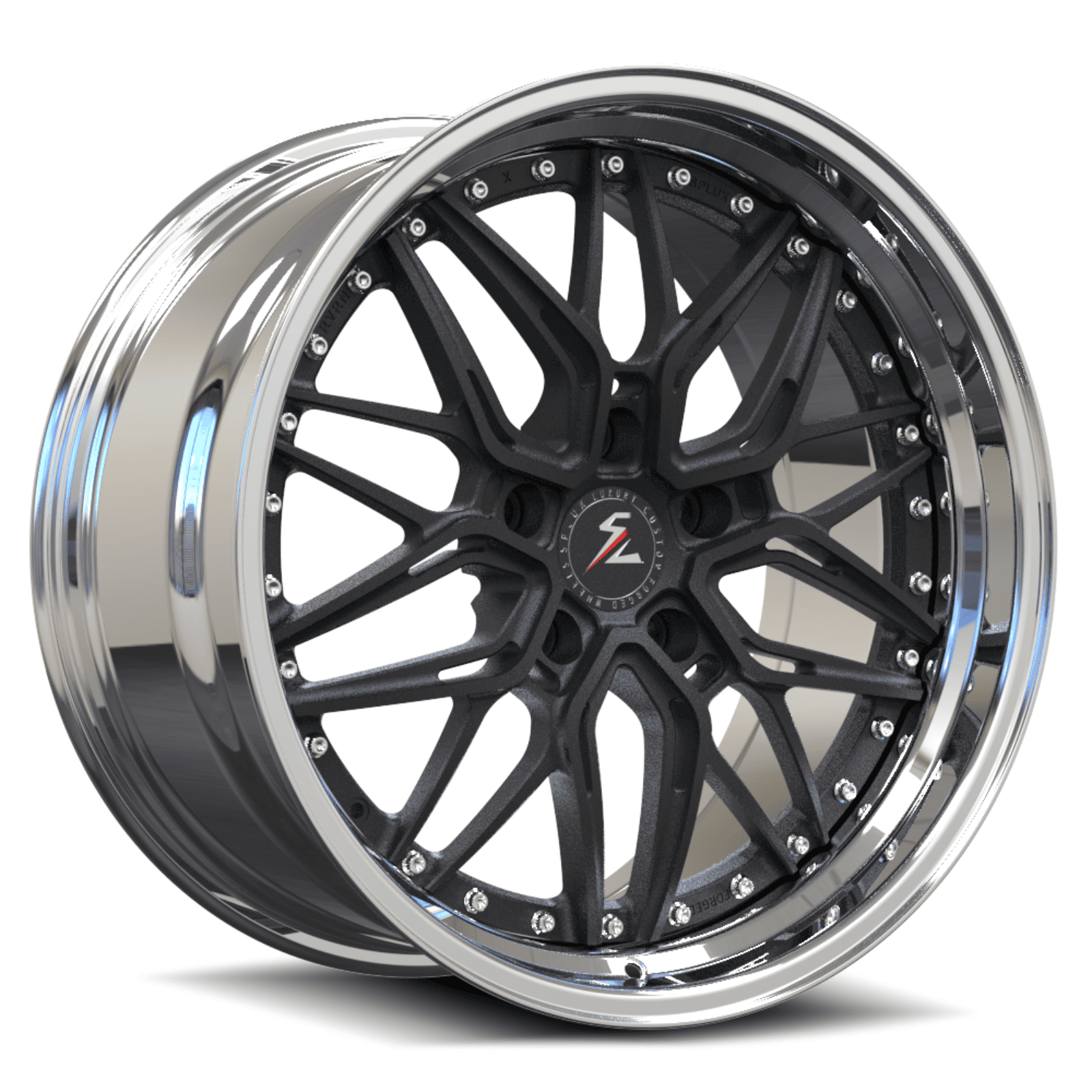 SD-01S Custom Deep Step Lip Forged Black,Chrome Wheels