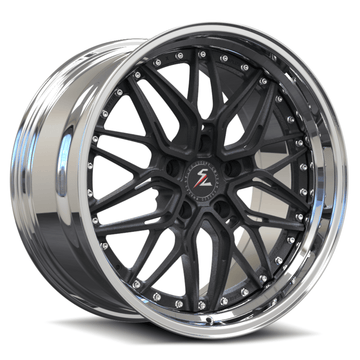 SD-01S Custom Deep Step Lip Forged Black,Chrome Wheels