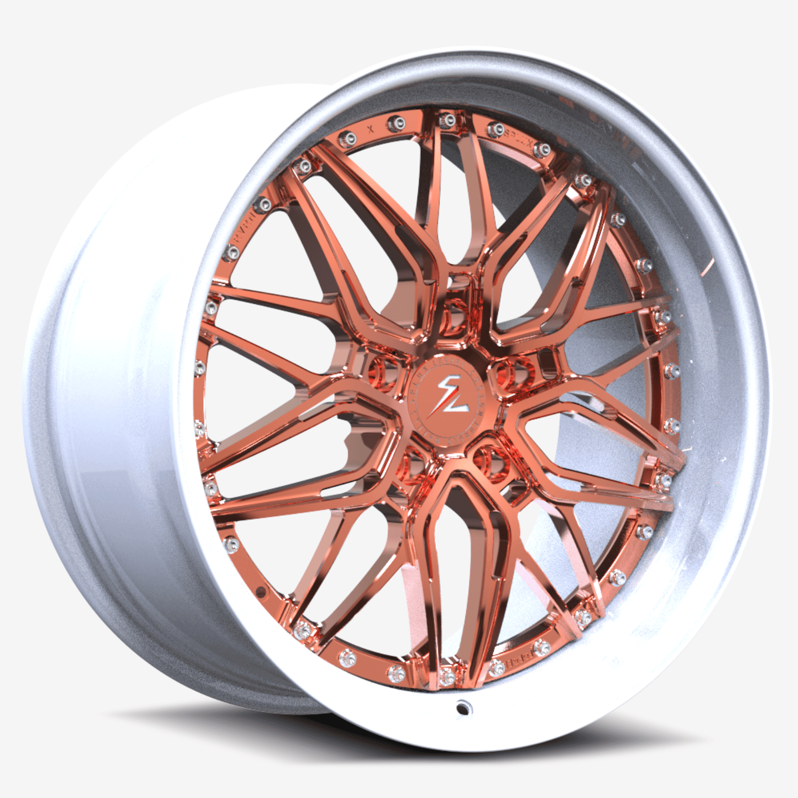 SD-01S Custom Deep Step Lip Forged Rose Gold,White Wheels