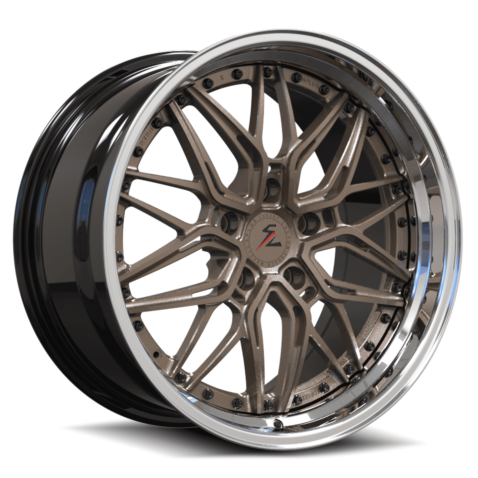 SD-01S Custom Deep Step Lip Forged Chrome Lip,Satin Bronze,Black Wheels