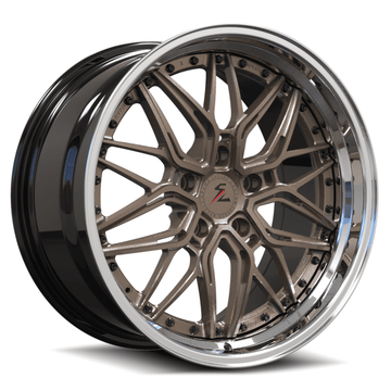 SD-01S Custom Deep Step Lip Forged Chrome Lip,Satin Bronze,Black Wheels