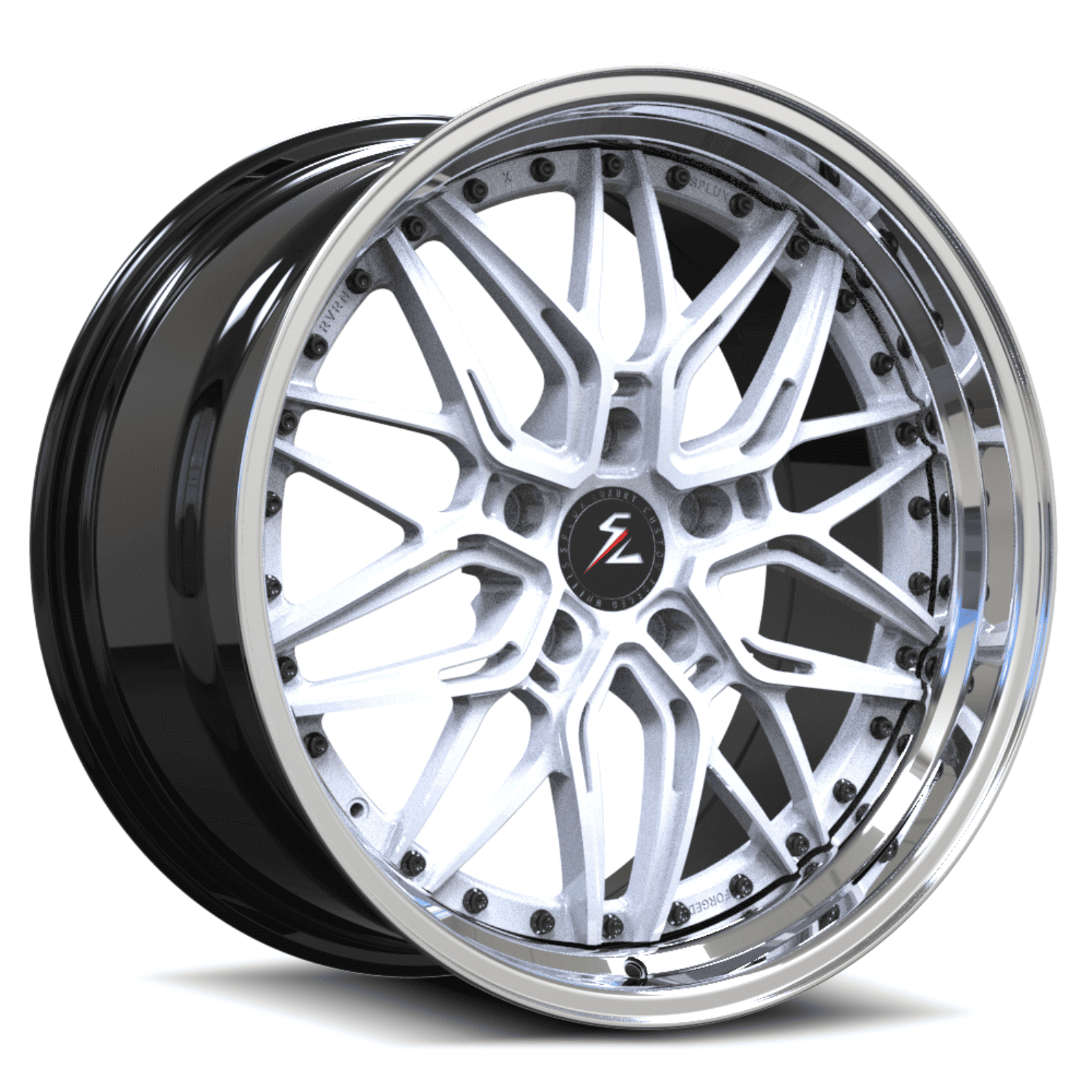 SD-01S Custom Deep Step Lip Forged White,Black Chrome Lip Wheels