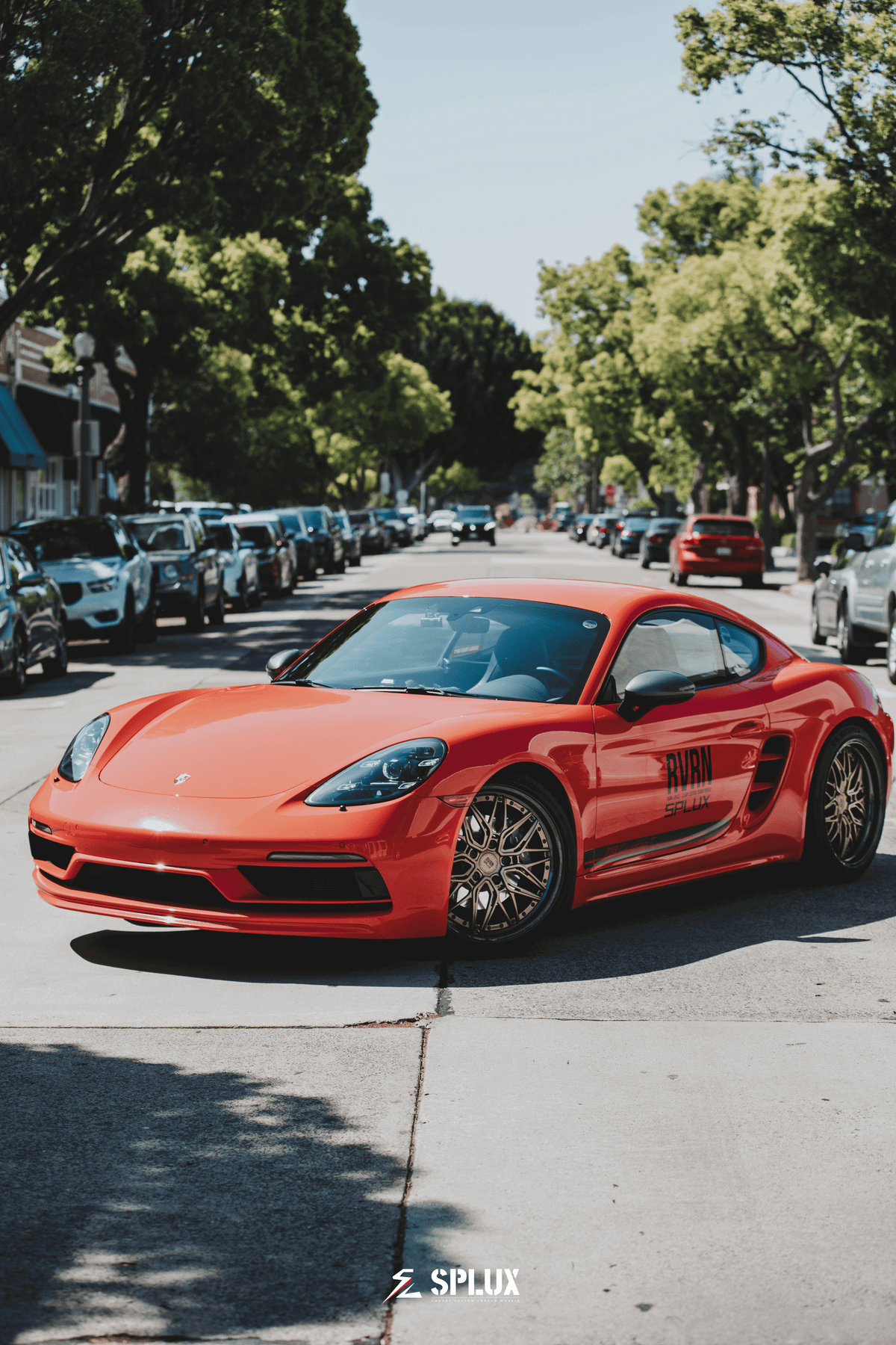 Luxury Porsche featuring Splux SD-01S forged 2-piece rims with carbon fiber wrapped lip in bronze, showcasing high performance.