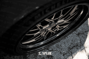 Porsche 718 with Splux SD-01S bronze deep dish rims featuring carbon fiber wrapped lip and step lip design.