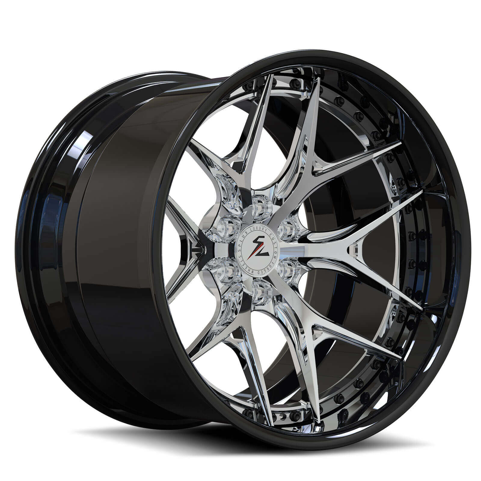 SD-02 6-Lug polish black forged wheels for 2027 Ram TRX - deep dish aftermarket rims
