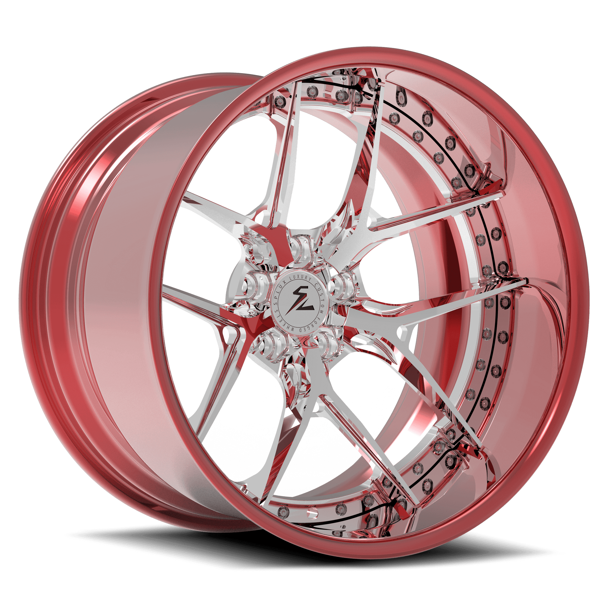 rose gold maserati in 21" SD-02 6061-T6 fully forged 2-piece deep dish aftermarket wheels - T6 thermal refinement.