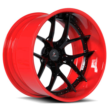 SD-02 Custom Deep Dish Forged Black,Red Wheels