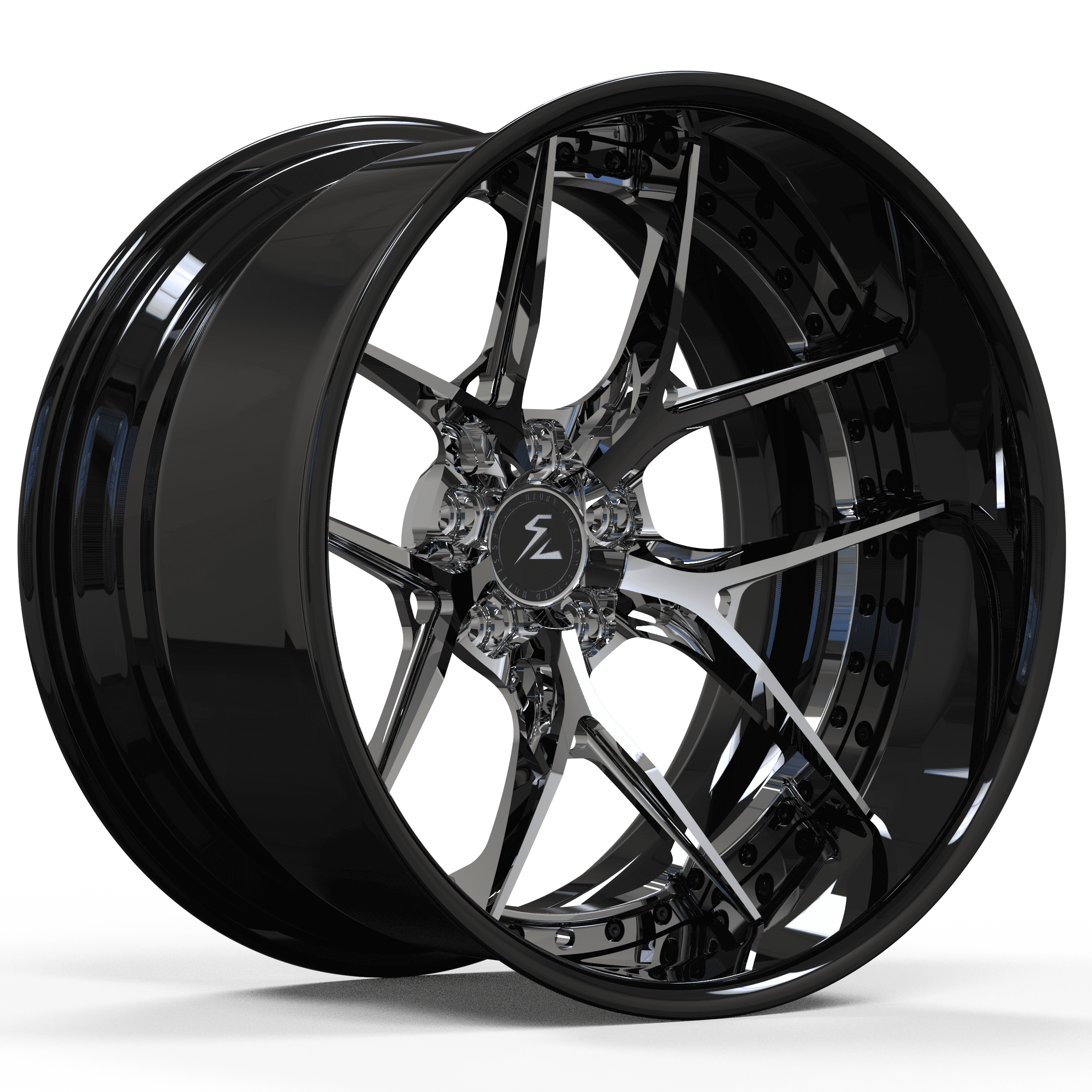 Wide rims with chrome spokes and black barrel,available in 7-14J,plus deep dish chrome wheels 17' 6/lugs for a custom look