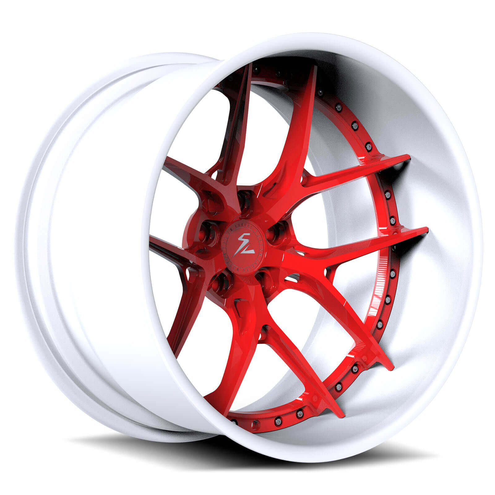 SD-02 Custom Deep Dish Forged Red,White Wheels