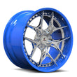 Splux SD-02S polished aluminum and blue forged 2-piece super deep dish wheels for Buick Regal — spoke and lip view.