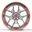 Splux SD-02S polished rose gold and brushed forged 2-piece deep dish Y-spoke wheels for Buick Regal — spoke detail.