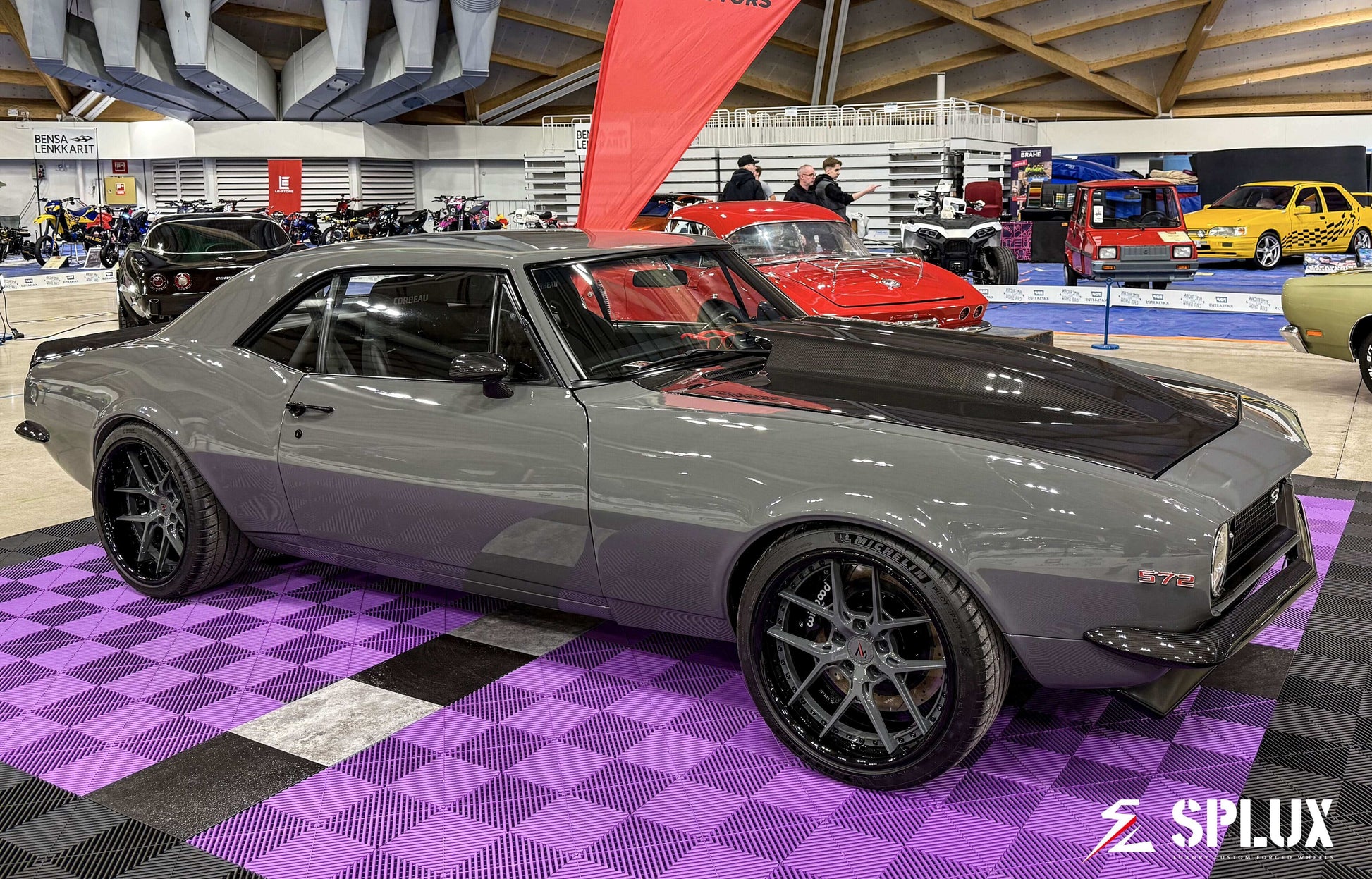 1967 Chevy Camaro with Splux Super Deep Dish SD-02 forged 2-piece wheels in custom destroyer gray and piano black.