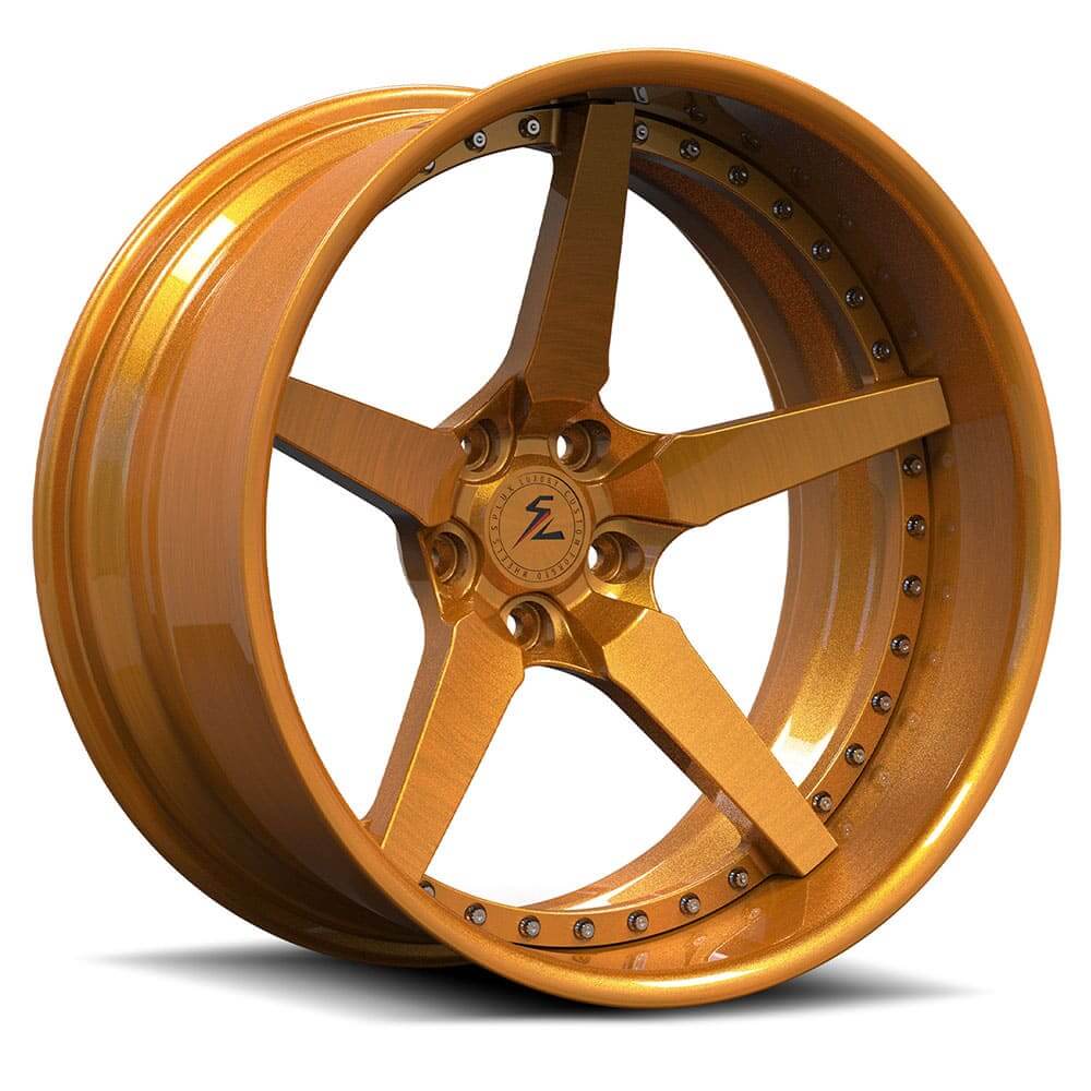 Bronze Demon wheels for Dodge Charger,S60R, custom 5-spoke forged 2-piece wheels.