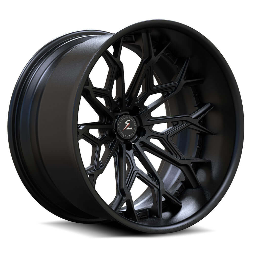SD-08 deep dish forged lip custom wheels in black - aftermarket rims