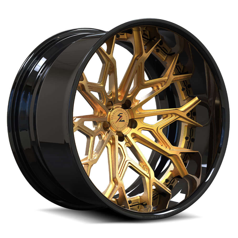 SD-08 deep dish forged lip custom wheels in gold black for Mustang Dark Horse - aftermarket alloys