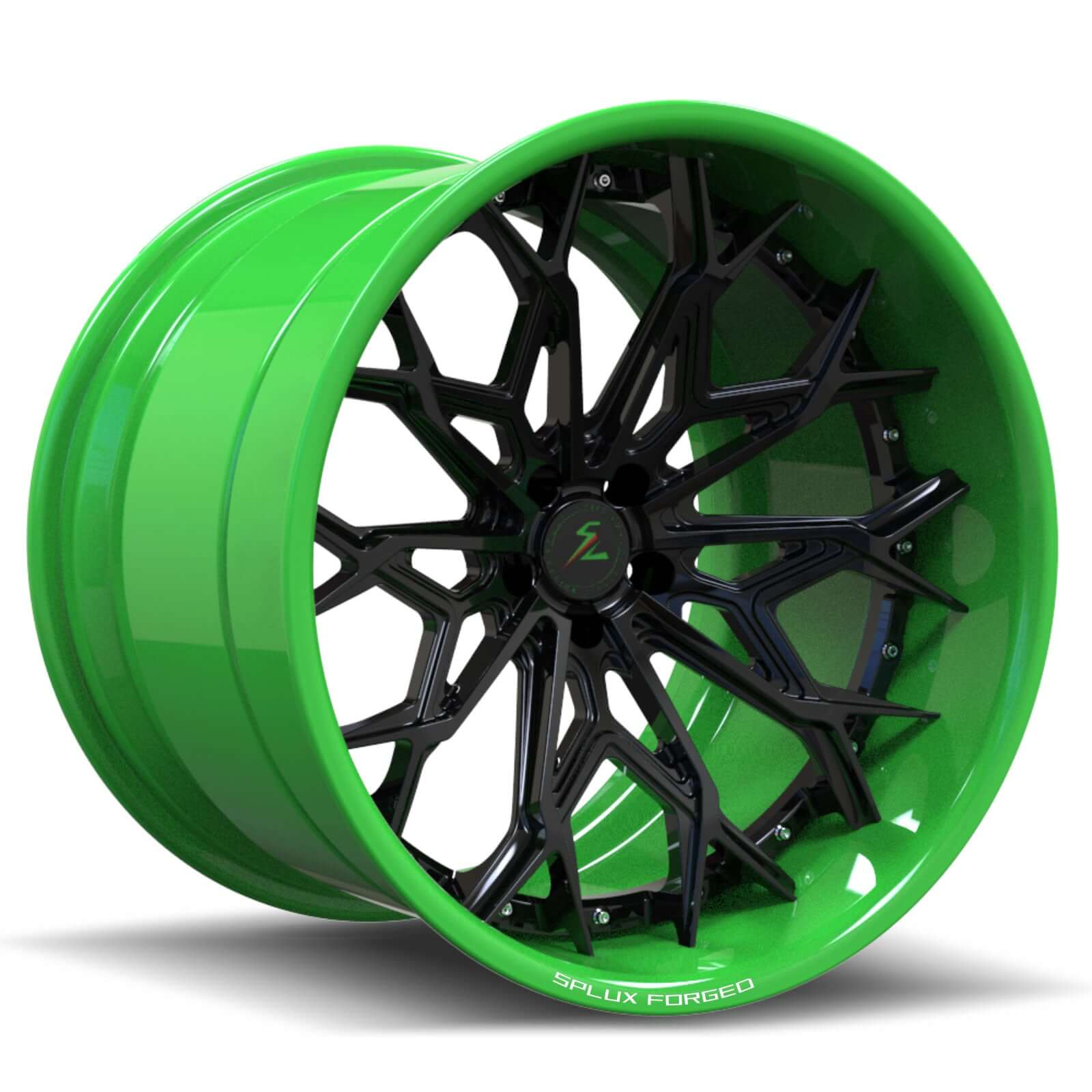 SD-08 green black deep dish forged wheels - aftermarket rims